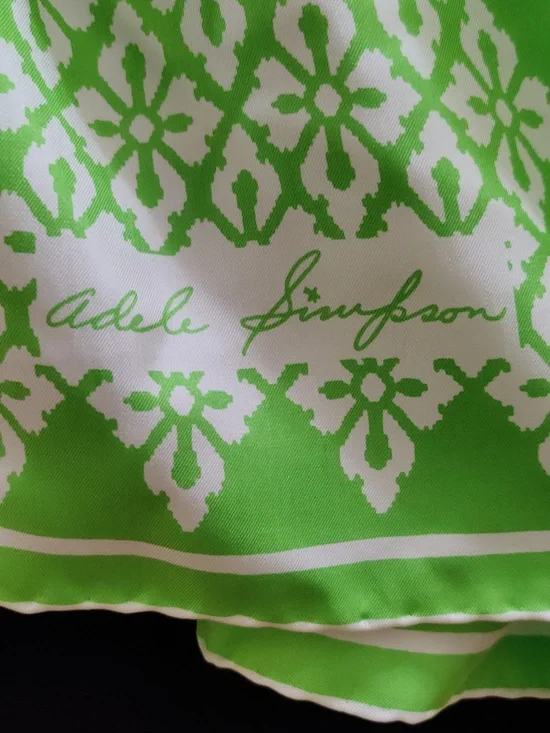 Vintage 1960s–70s Adele Simpson Silk Scarf – Mod Graphic Floral, Oblong 16x68 - Picture 10 of 10